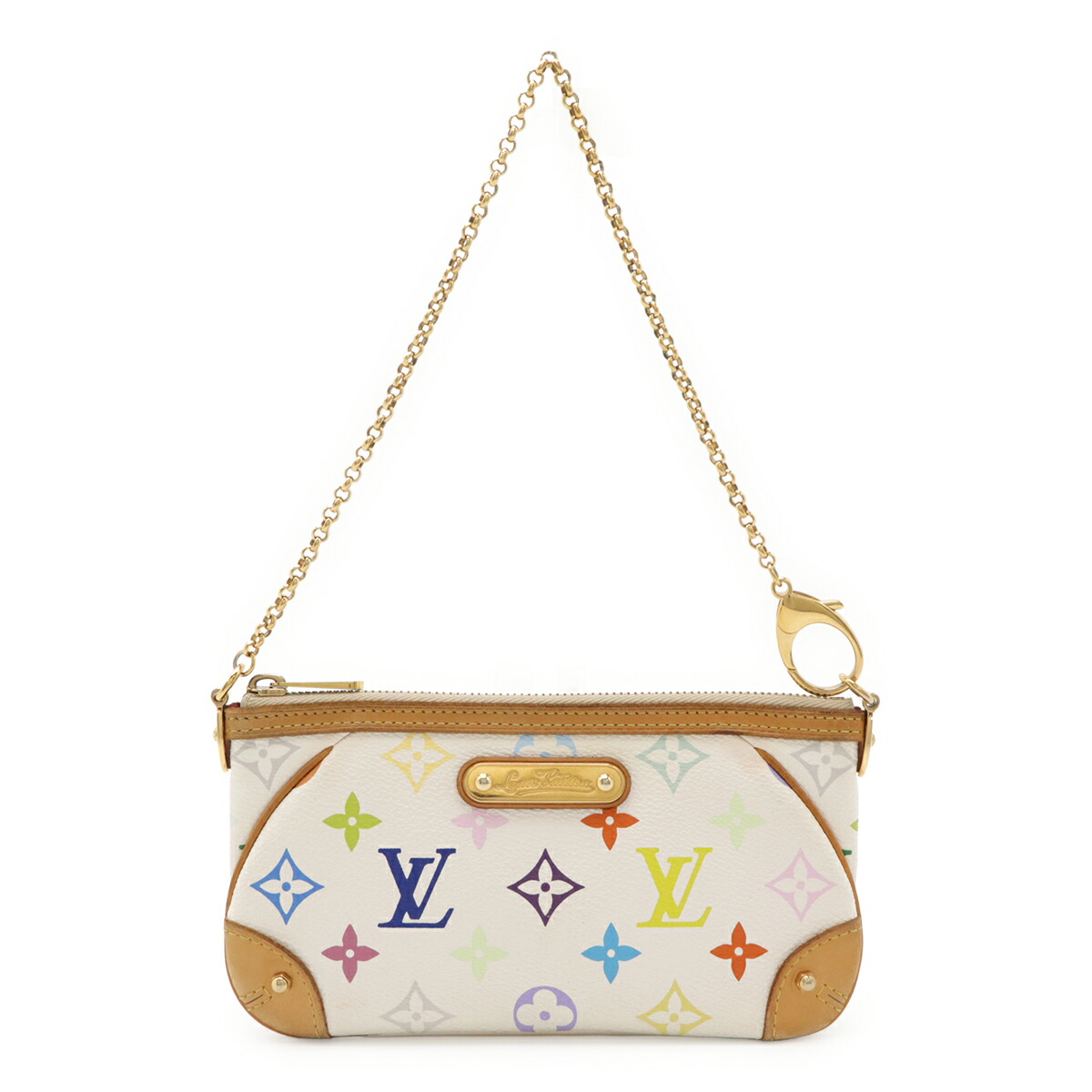 LOUIS VUITTON ルイ ヴィトン モノグラムマルチ色合い ポシェット ミラMM アクセソワール 佩び物車寄せ チェーン店御徒面子 ブロン 白 M60096 【中古】