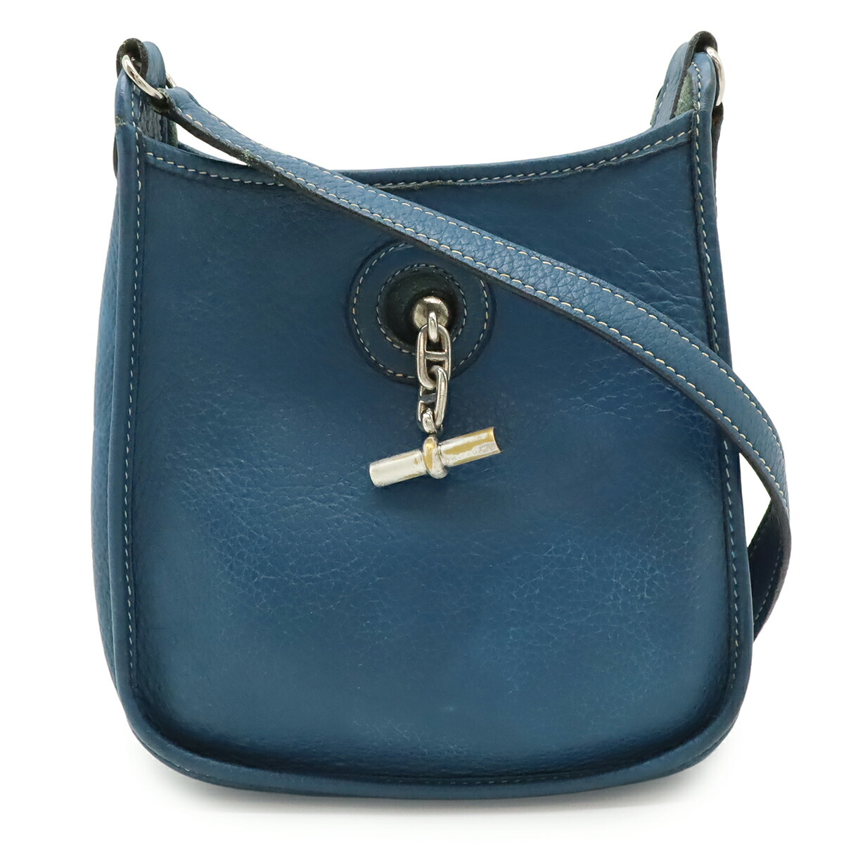 HERMES エルメス ヴェスパTPM ショルダーバッグ ポシェット 斜め掛け トゴ レザー ブルー系 シルバー金具 □G刻印 【中古】