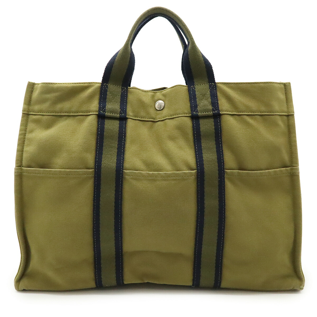 B090 HERMES フールトゥPM ネイビー □エルメス□ フールトゥPM トートバッグ キャンバス ネイビー