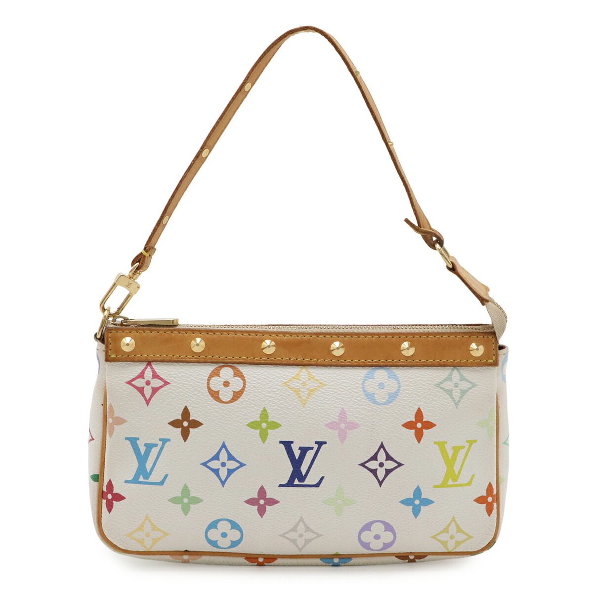 LOUIS VUITTON ルイ ヴィトン モノグラムマルチ色合い ポシェット アクセソワール 添え物合財袋 ハンドバック ブロン 白 白いこと M92649 【中古】
