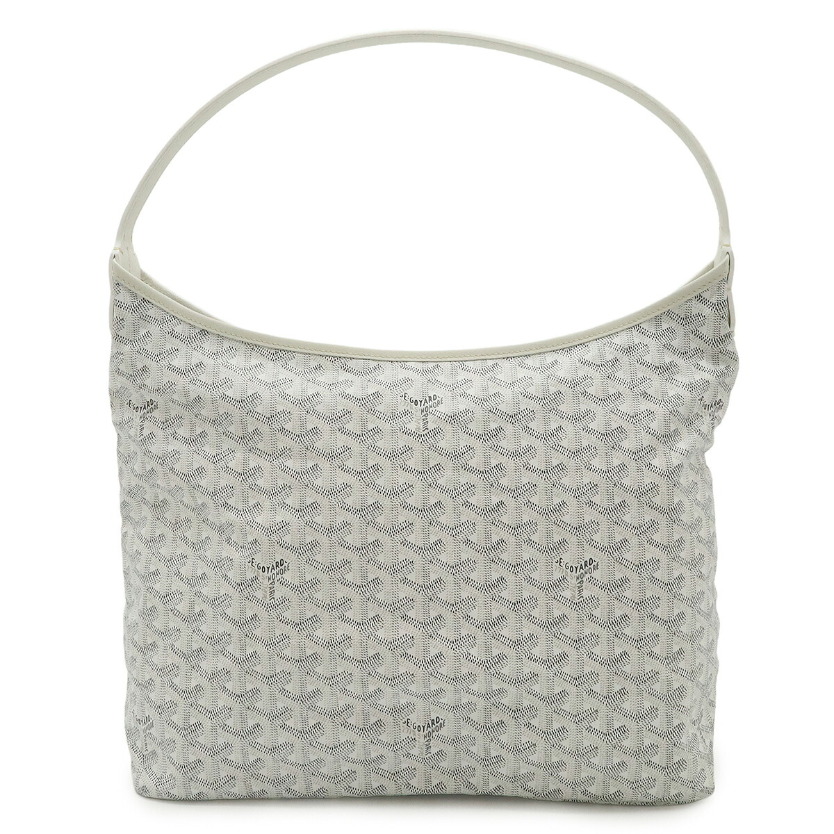 GOYARD ゴヤール ボエム ホーボーバッグ ショルダーバッグ 一肩先 上塗り帆布 なめし革 白いこと 白 薄墨色 合財袋欠品 【中古】 バッグ・小物・ブランド雑貨-ショルダーバッグ・メッセンジャーバッグ