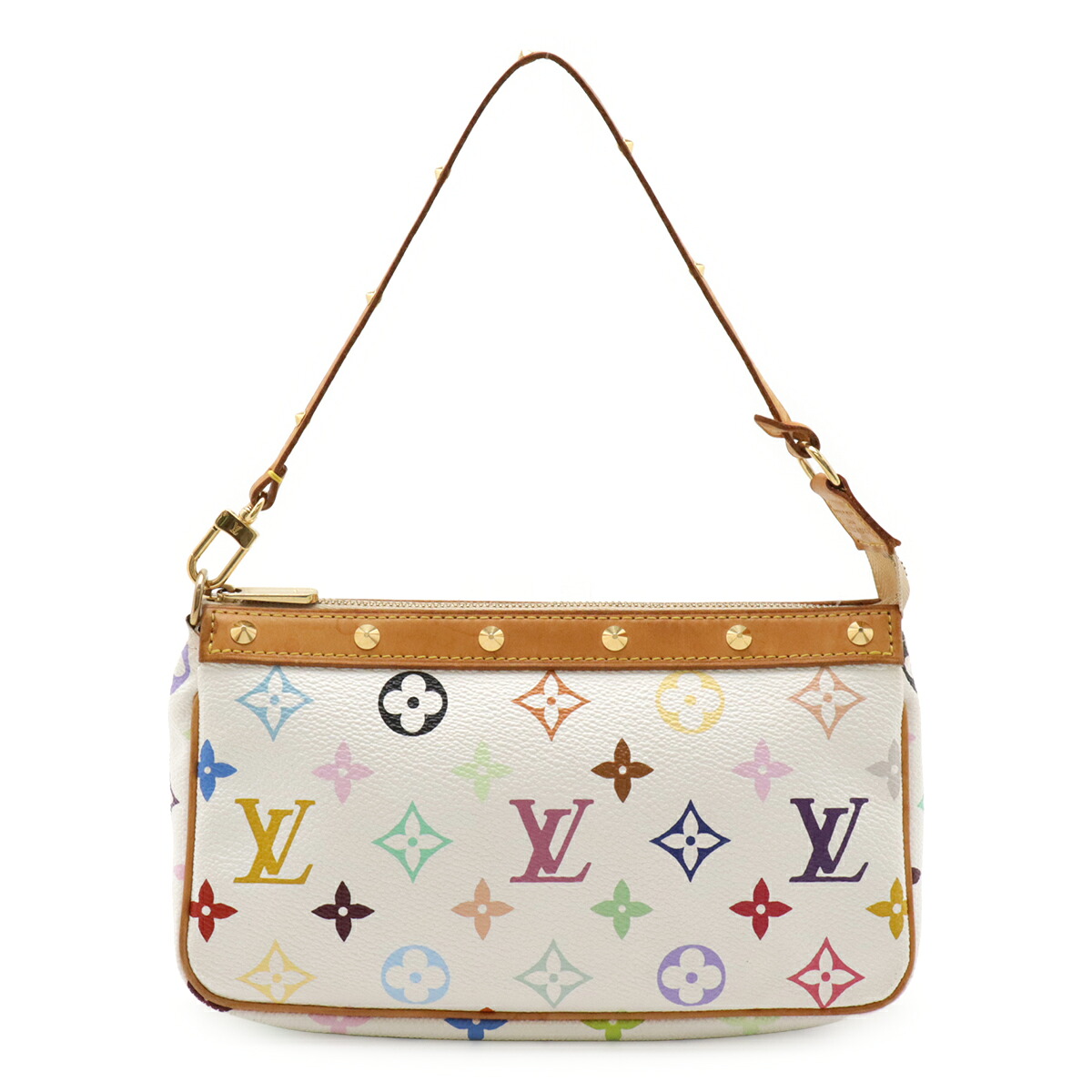 LOUIS VUITTON ルイ ヴィトン モノグラムマルチ色つや ポシェット アクセソワール 付属物合切袋 ハンドバック ブロン 白 白いこと M92649 【中古】