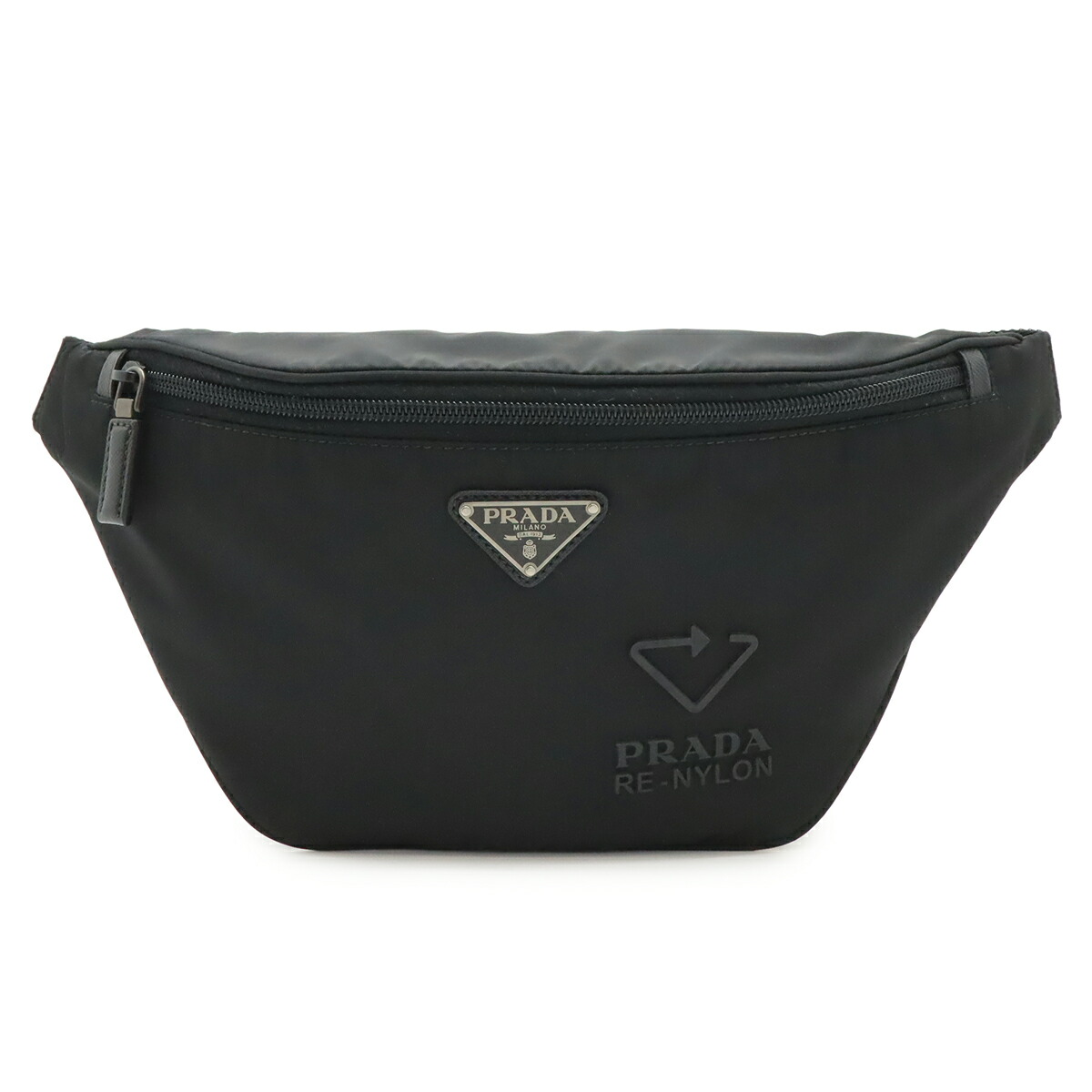 PRADA プラダ Re-Nylon ロゴタイプ ３角形ロゴタイプ 上半身御徒面子 酉の方角車寄せ 御居処御徒面子 ナイロン NERO 黒 黒いこと しろがね色金具 2VL033 【中古】