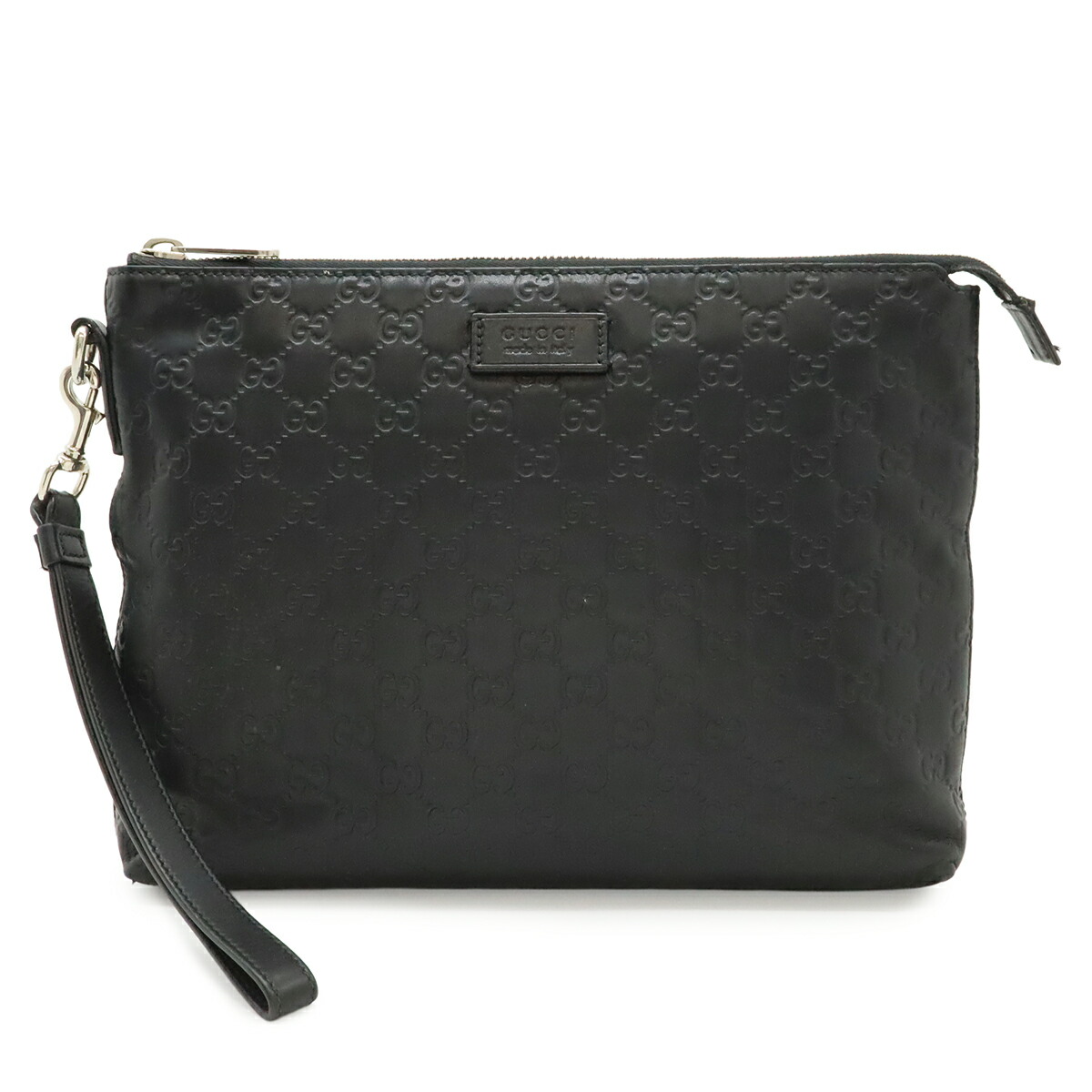 GUCCI グッチ グッチシマ クラッチペダル御徒面子 二つ目御徒面子 なめし革 黒いこと 黒 しろがね色金具 473881 【中古】