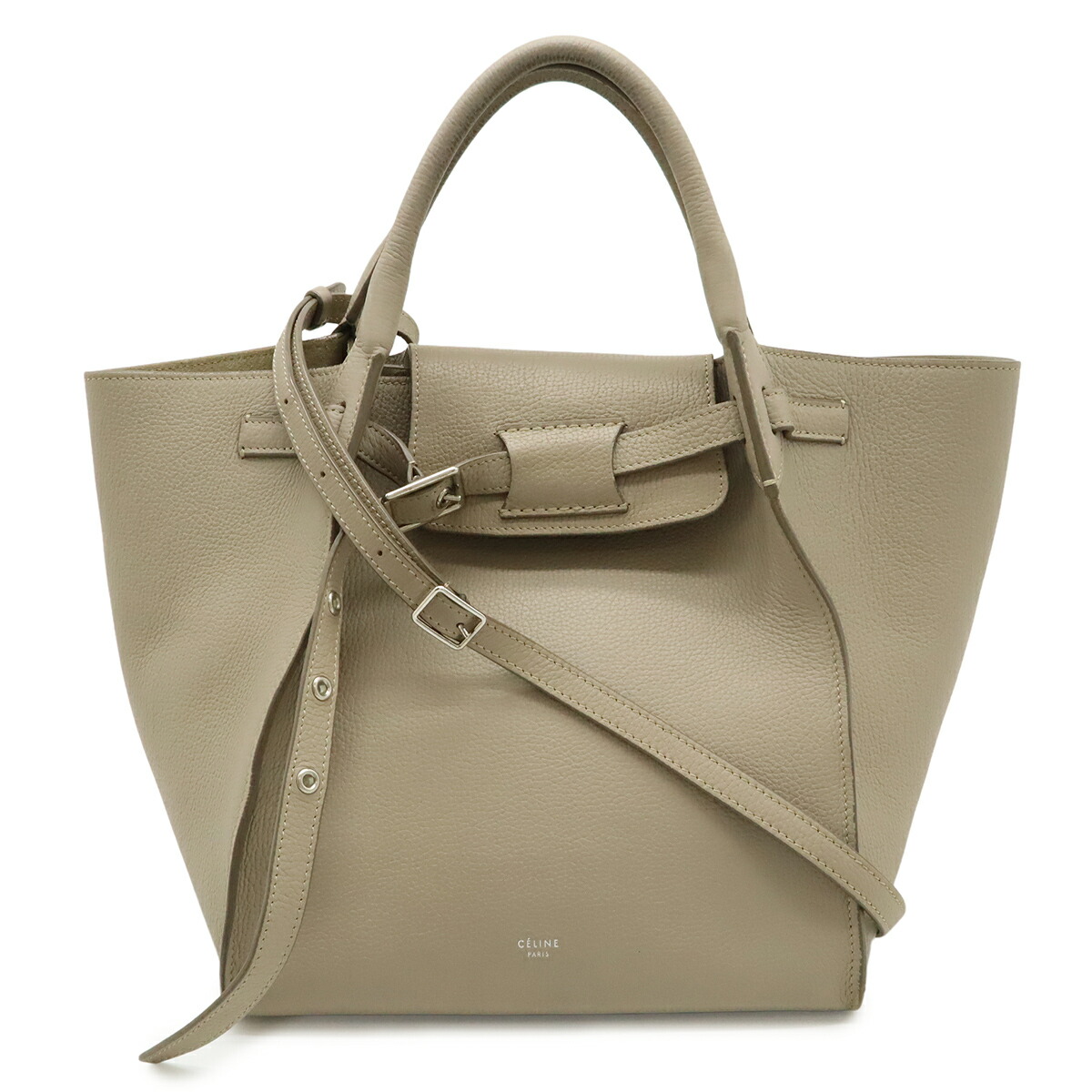 CELINE セリーヌ ビッグバッグ スモール ハンドバッグ 2WAY ショルダーバッグ 斜め掛け レザー グレージュ シルバー金具 183313 【中古】｜Blumin 店