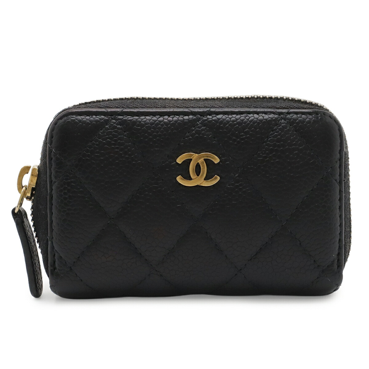 CHANEL シャネル マトラッセ ココマーク コインケース 御釣り入れ 鋳貨銭入れ キャビア素はだ なめし革 黒いこと 黒 ゴールド金具 A69271 【中古】