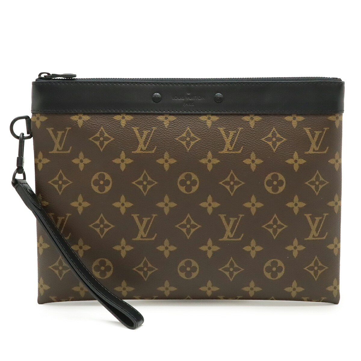 LOUIS VUITTON ルイ ヴィトン モノグラムマカサー ポシェット トゥ ゴー 2塁手御徒面子 クラッチペダル御徒面子 小入れもの 赤銅色 茶 黒いこと 黒 M82079 【中古】