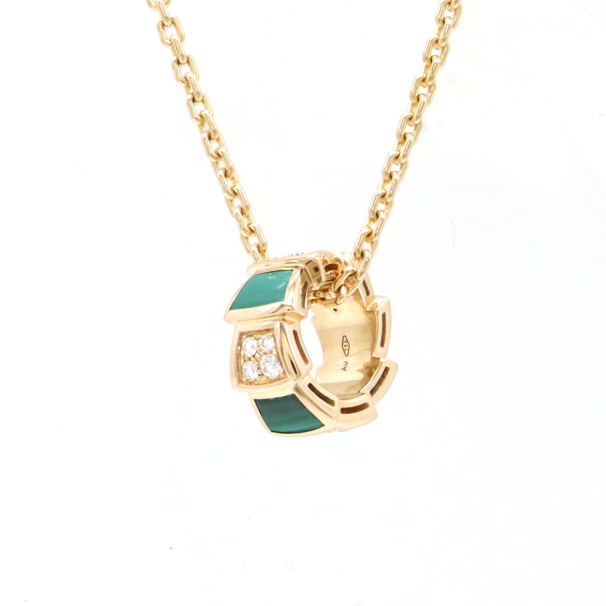BVLGARI ブルガリ セルペンティ ヴァイパー ネックレス ペンダント K18PG 750PG ピンクゴールド ダイヤモンド マラカイト 355958 【中古】｜Blumin 店