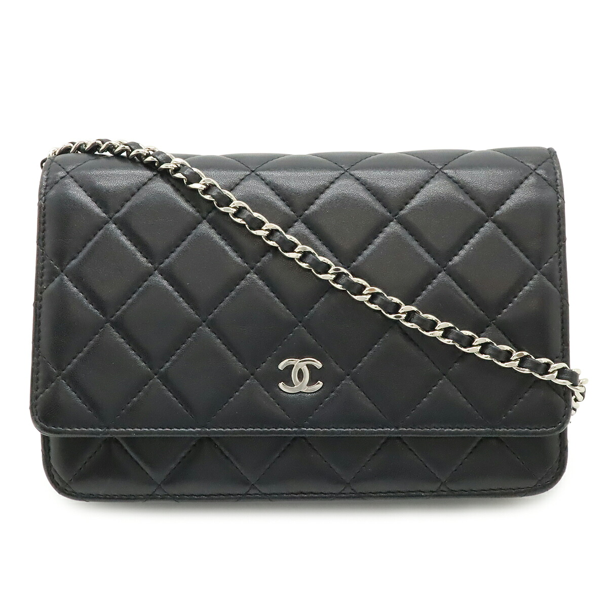 CHANEL シャネル マトラッセ チェーンウォレット ショルダーバッグ ポシェット ラムスキン レザー ブラック 黒 シルバー金具 A33814 【中古】｜Blumin 店