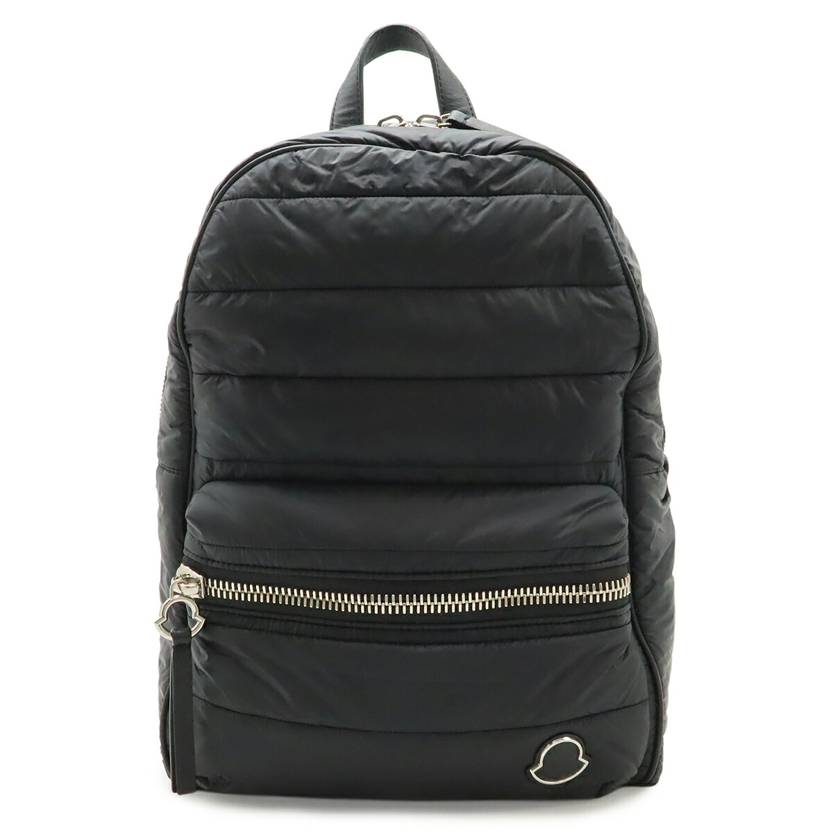 MONCLER モンクレール キリア バックパック リュックサック デイパック ナイロン ダウン レザー ブラック 黒 シルバー金具 【中古】｜Blumin 店