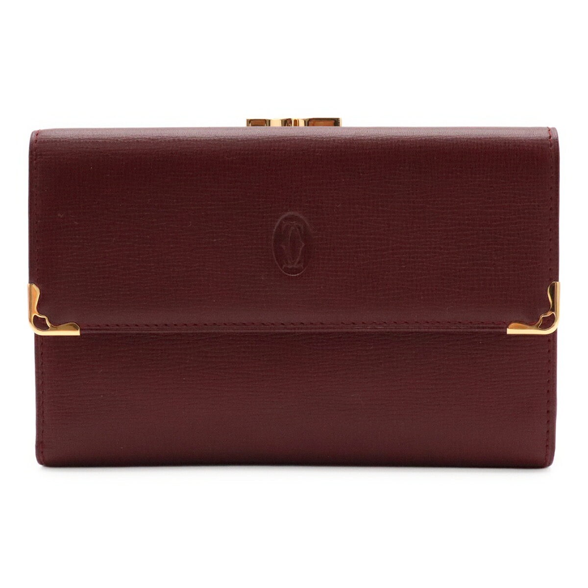 Cartier カルティエ マスト ドゥ カルティエ マストライン 3つ折財布 三つ折り財布 がま口 ガマ口 レザー ボルドー 赤 ゴールド金具 L3000162 【中古】|Blumin 店