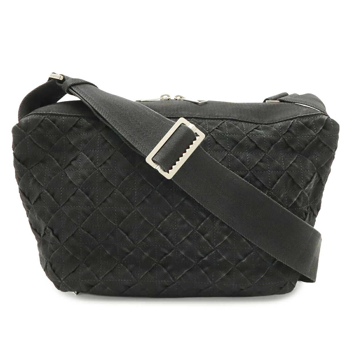 BOTTEGA VENETA ボッテガ ヴェネタ イントレチャート ウェビング ショルダーバッグ ワンショルダー キャンバス ブラック 黒 657952 【中古】|Blumin 店