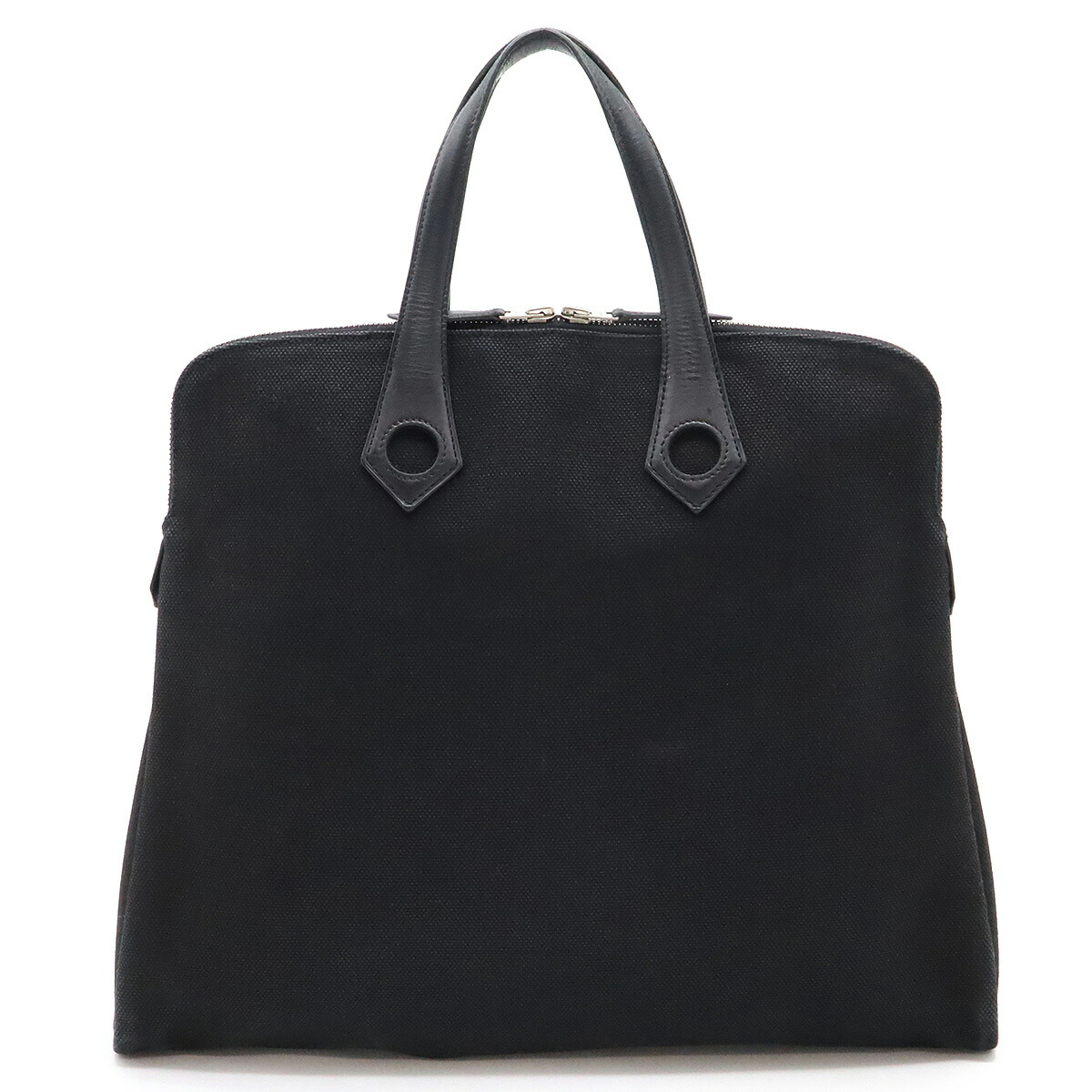美品 HERMES トロカホリゾンタルMM キャンバス レザー 黒 トートバッグ エルメス HERMES トロカホリゾンタルMM トートバッグ キャンバス