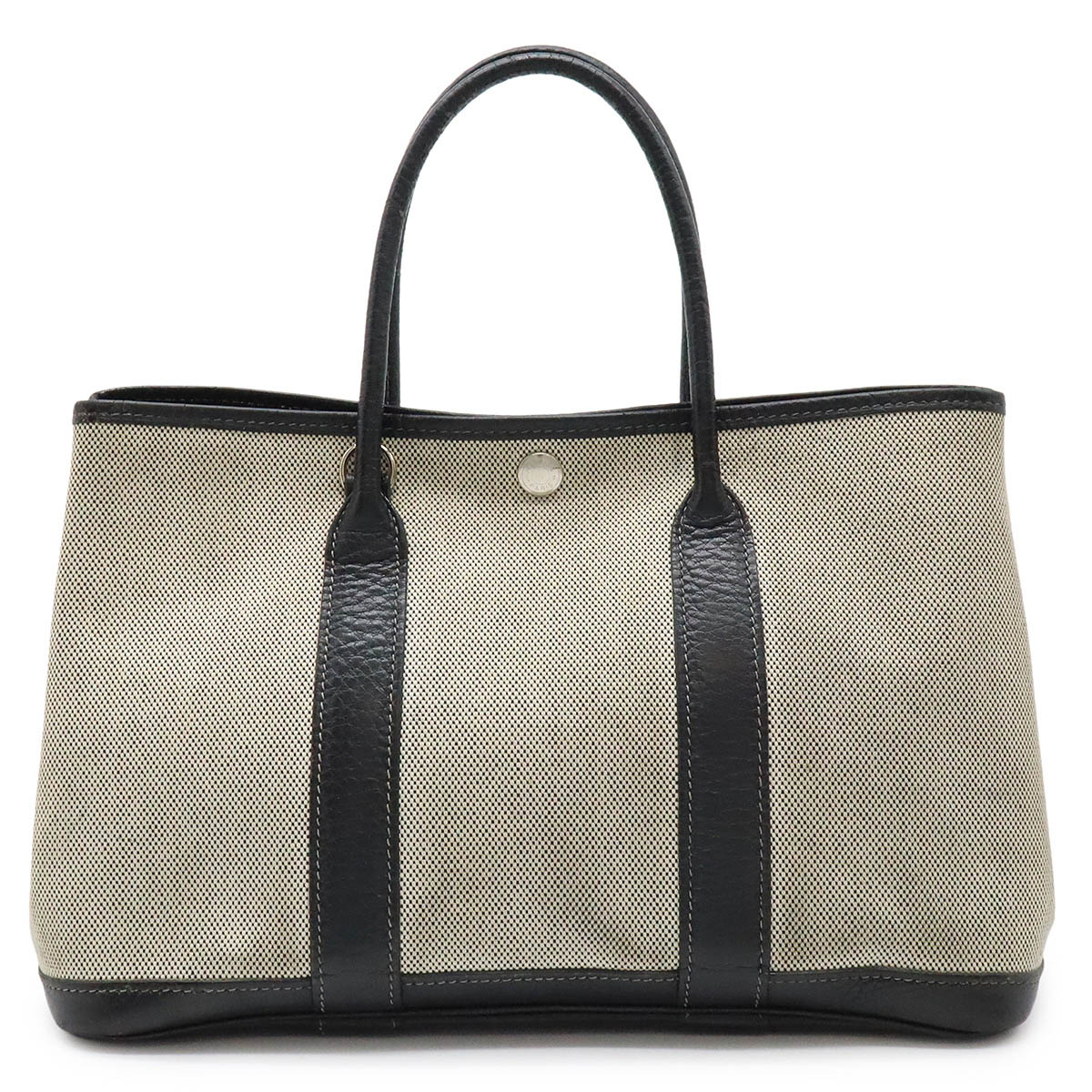 HERMES エルメス ガーデンパーティTPM トートバッグ ハンドバッグ ミニバッグ トワルアッシュ グレー ブラック 黒 ストラップ欠品 □H刻印 【中古】