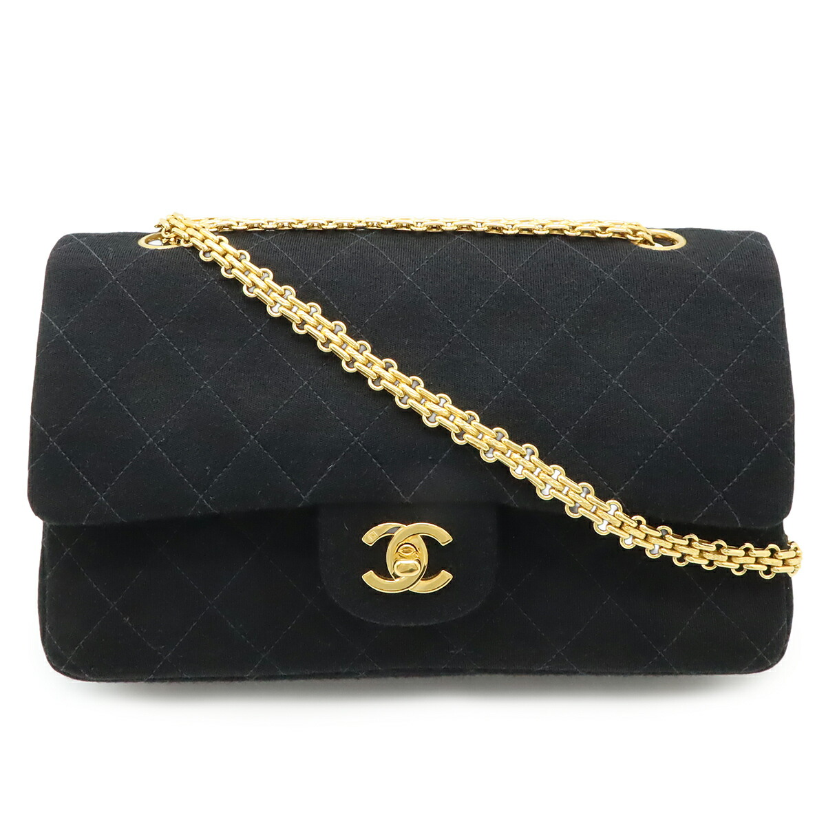 CHANEL シャネル マトラッセ25 ココマーク W下げ翼 チェーン店ショルダーバッグ ハンドバック 綿織物ティーシャツ 黒いこと 黒 ゴールド金具 A01112 【中古】 ショルダーバッグ・メッセンジャーバッグ-バッグ