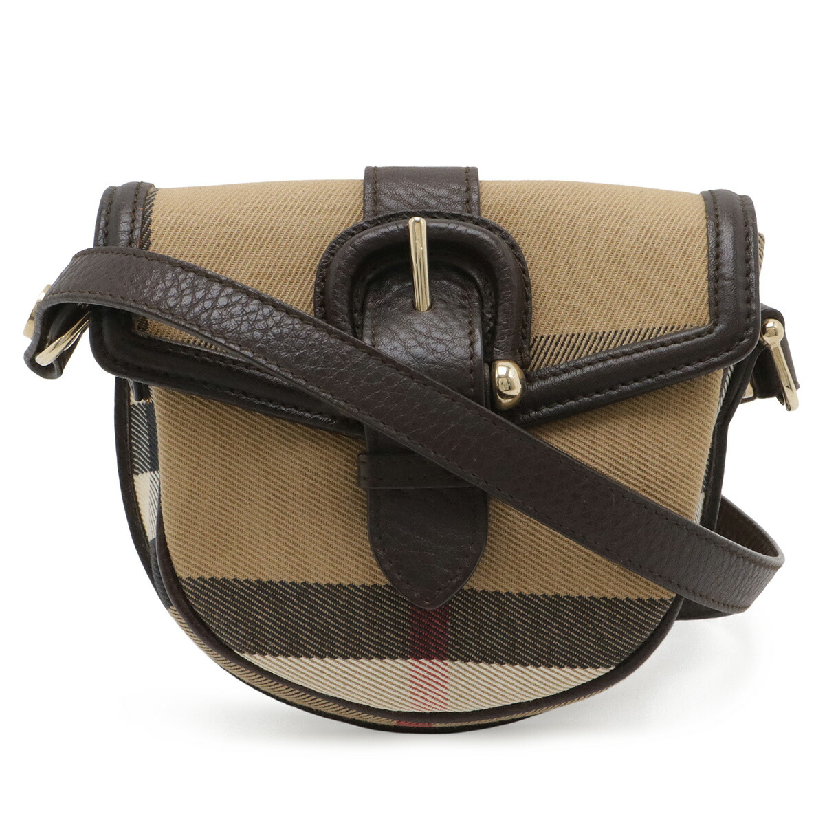 BURBERRY バーバリー 住み家照合のしるし 照合のしるし柄 ショルダーバッグ ポシェット 曲がった掛け 帆布 なめし革 ベージュ 暗然たる赤銅色 黒いこと 【中古】