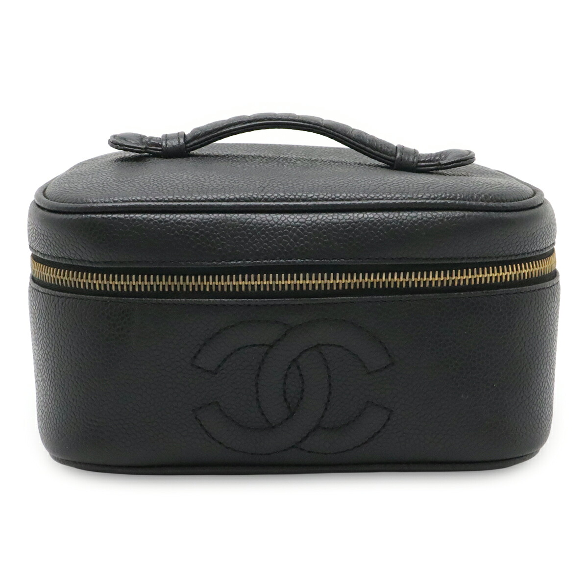 CHANEL シャネル ココマーク バニティバッグ ハンドバッグ 化粧ポーチ コスメポーチ キャビアスキン レザー ブラック 黒 ゴールド金具 A01997 【中古】|Blumin 店