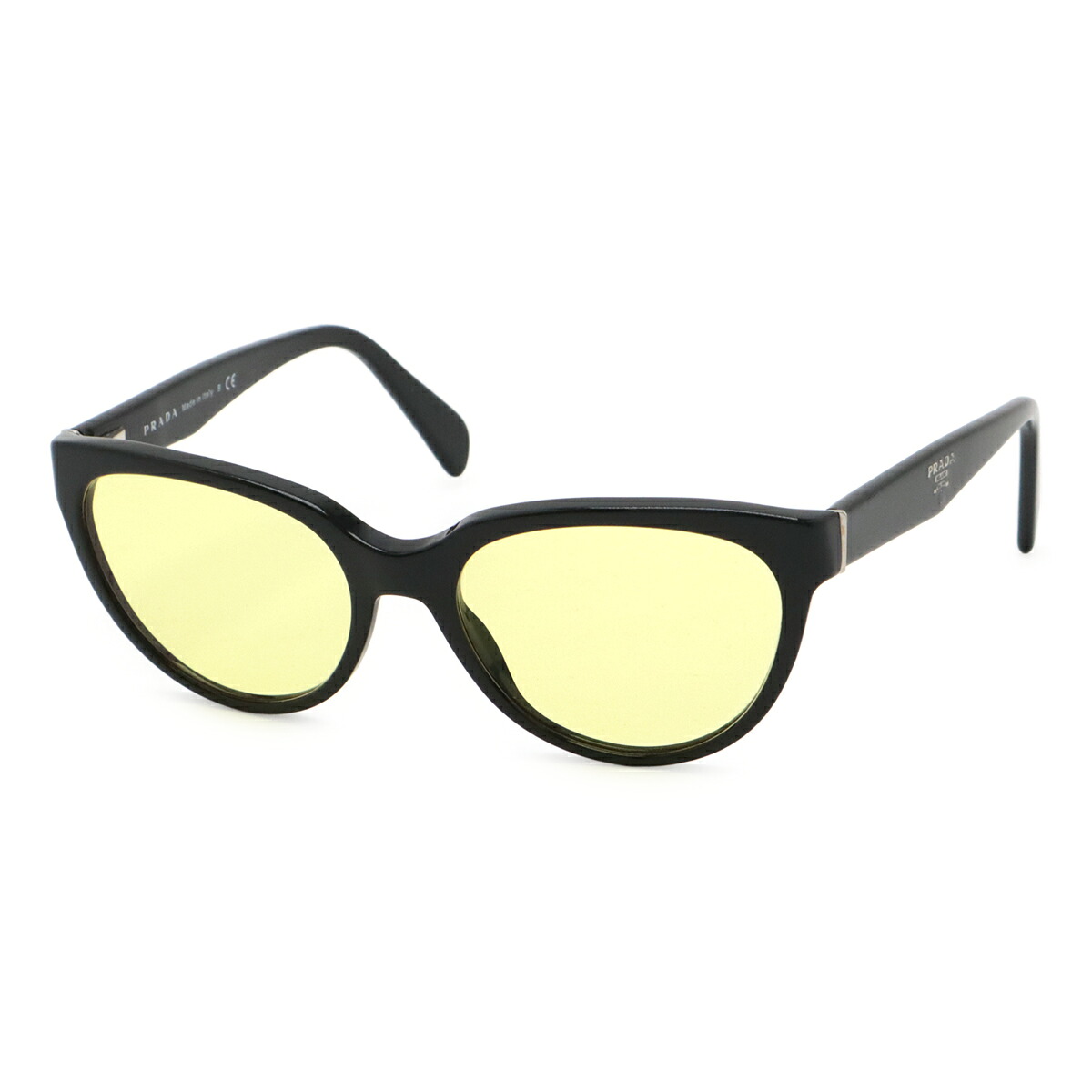 PRADA プラダ サングラス アイウェア キャットアイ クリアイエロー ブラック 黒 シルバー金具 52□17 VPR10P 【中古】｜Blumin 店 14,800円