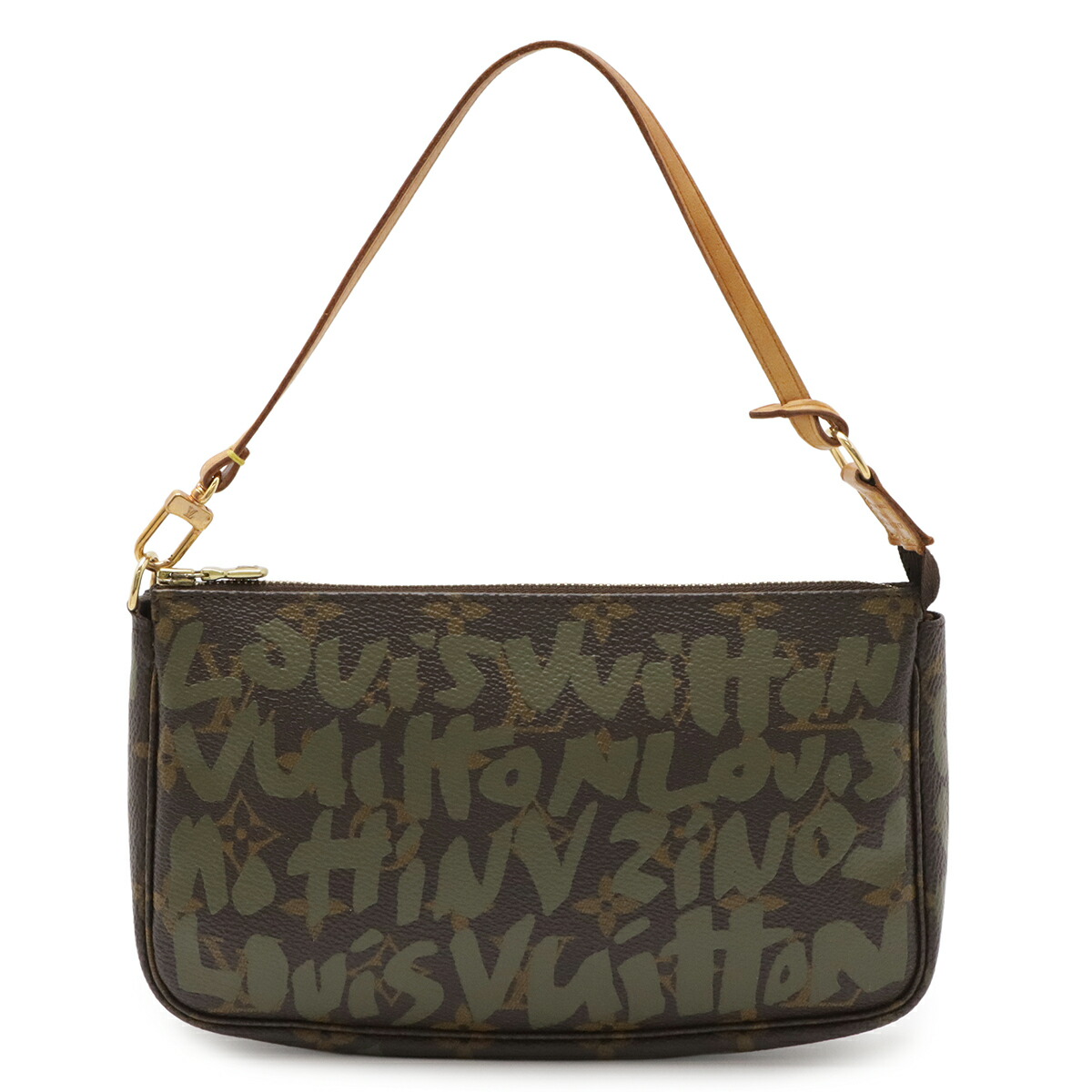 LOUIS VUITTON ルイ ヴィトン モノグラムグラフィティ ポシェット アクセソワール アクセサリーポーチ ハンドバッグ カーキ M92191 【中古】