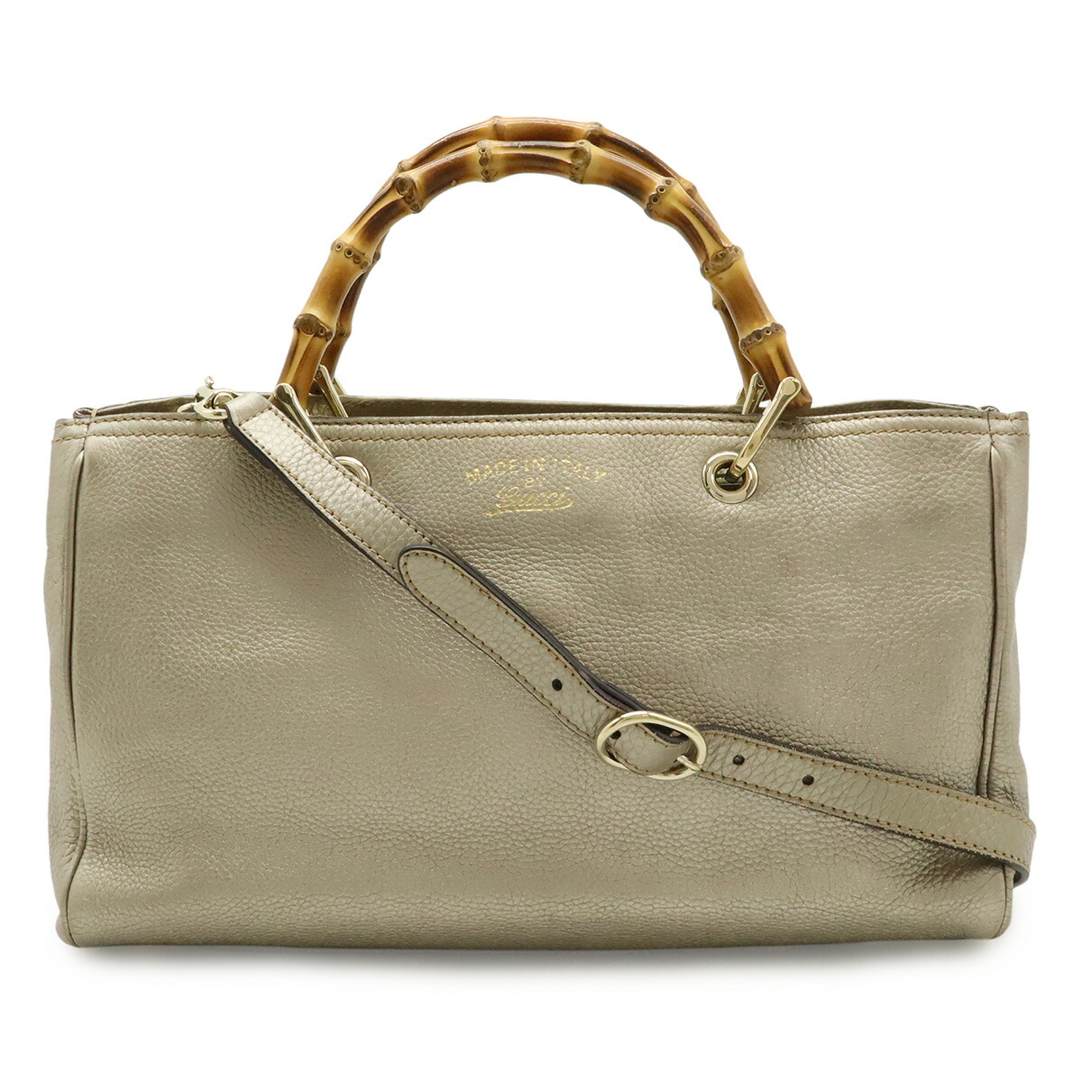 GUCCI グッチ バンブーショッパー ミディアムサイズ トートバッグ ハンドバッグ 2WAY ショルダーバッグ レザー シャンパンゴールド 323660 【中古】|Blumin 店