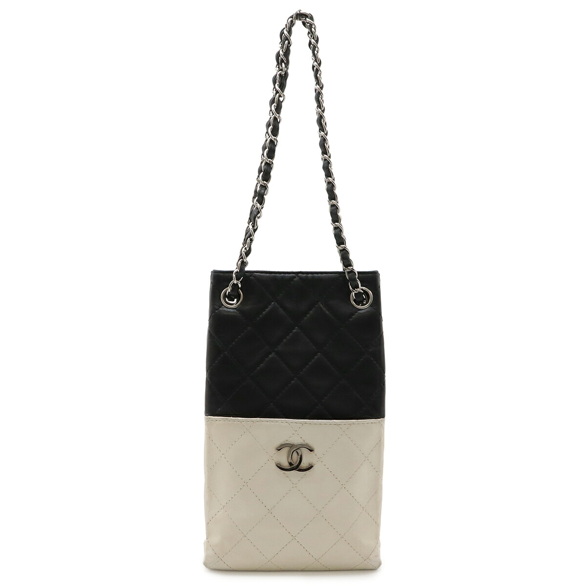 CHANEL シャネル マトラッセ チェーンショルダー ショルダーバッグ ラムスキン レザー バイカラー ブラック 黒 ホワイト 白 シルバー金具 【中古】｜Blumin 店
