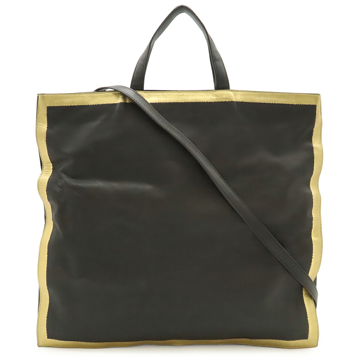 BOTTEGA VENETA ボッテガ ヴェネタ トートバッグ ショルダーバッグ 曲がった掛け 2WAY ハンドバック なめし革 うす暗い赤銅色 茶 ゴールド 金 鏡鑑付き添い人 【中古】