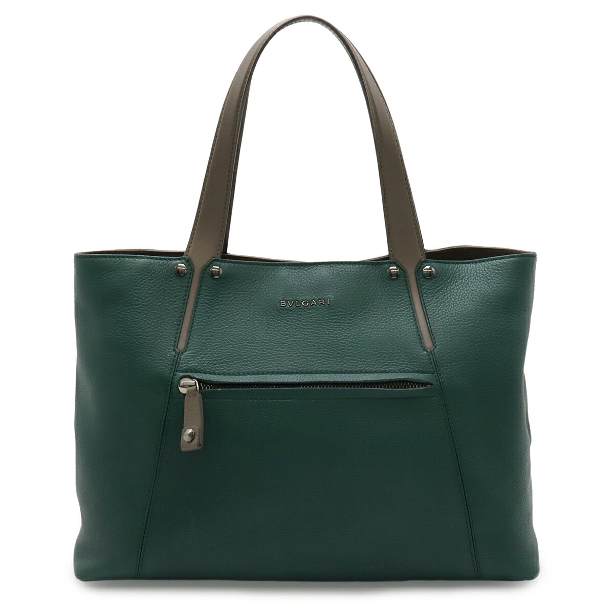 BVLGARI ブル小峡谷 オクト トートバッグ ショルダーバッグ 空蝉肩部 肩かけ なめし革 緑であること 緑 モカ赤銅色 【中古】