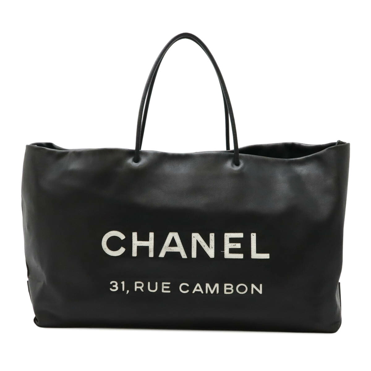 CHANEL シャネル エッセンシャル ロゴ トートバッグ ラージトート ショルダーバッグ レザー ブラック 黒 ホワイト 白 A46882 【中古】|Blumin 店
