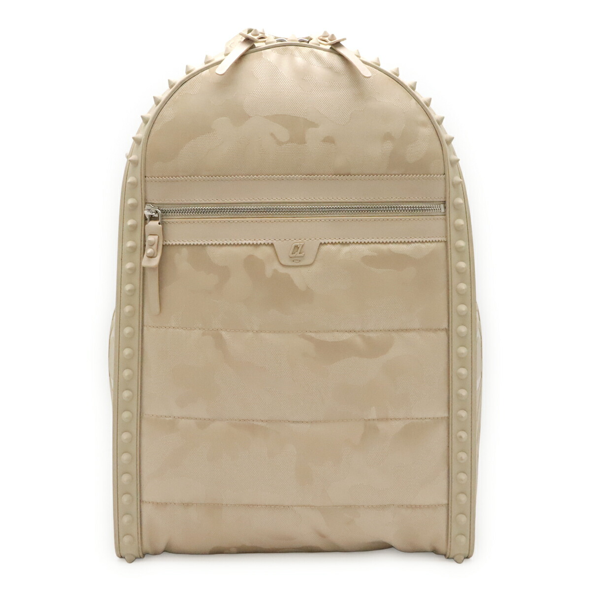 Christian Louboutin クリスチャン ルブタン Backparis うしろ側パリス うしろ側容器に並べる 背嚢 スタッズ 擬装 ナイロン 天然ゴム ベージュ 【中古】