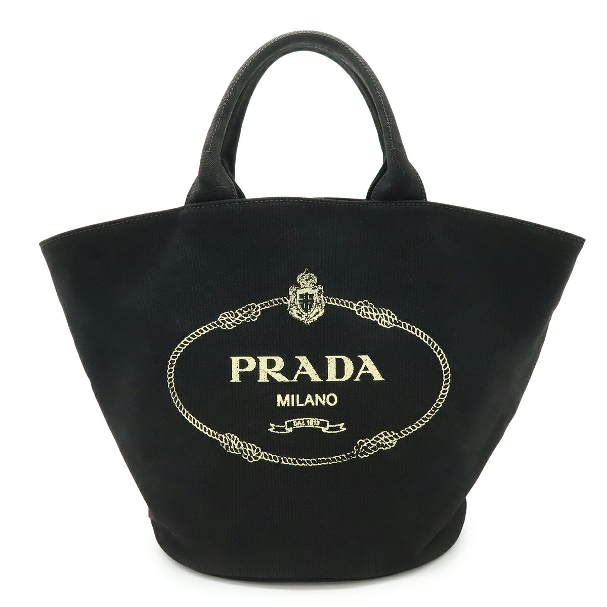 楽天市場】美品 PRADA プラダ カナパトート ロゴ ブラック 黒 ゴールド