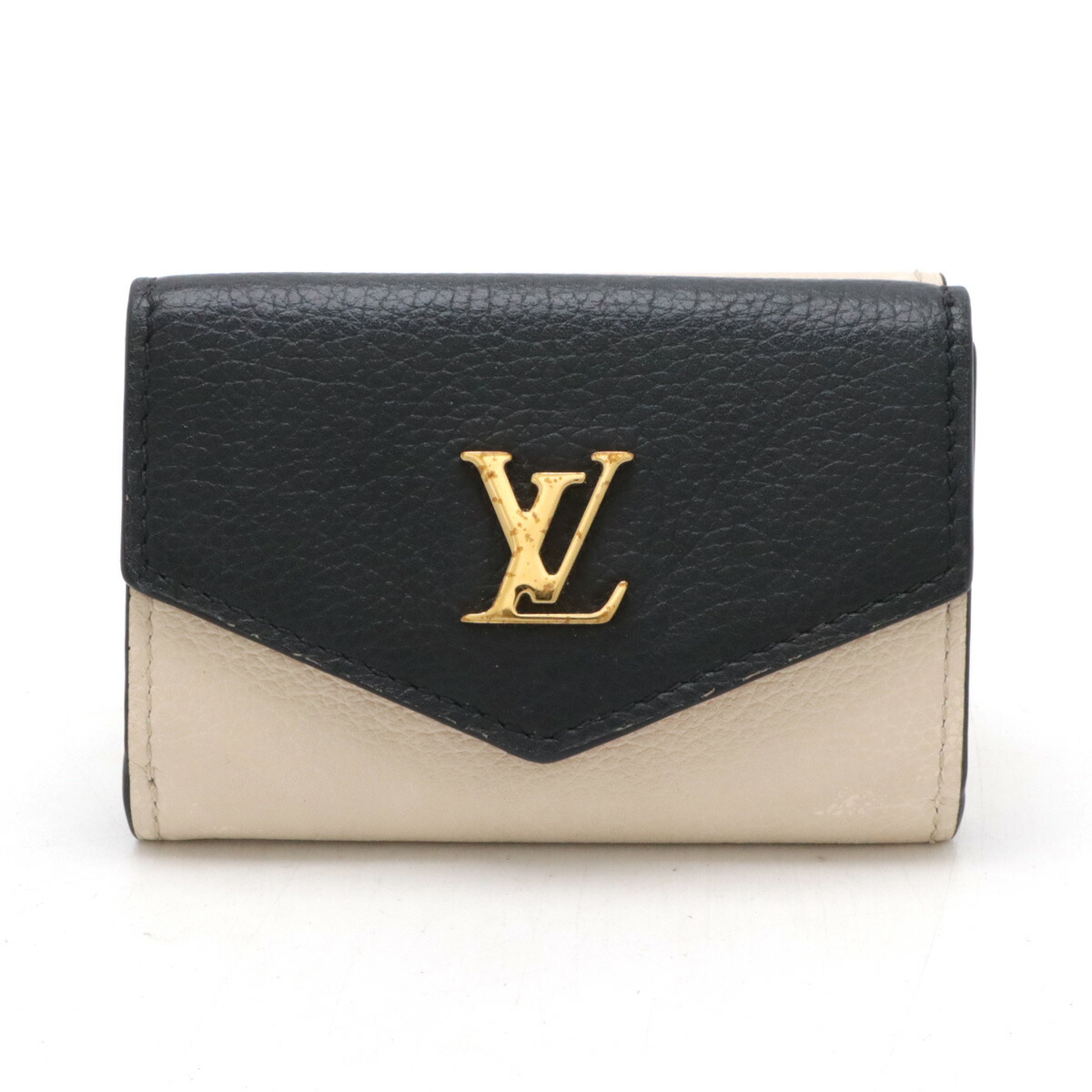 LOUIS VUITTON ルイ ヴィトン ポルトフォイユ ロックミニ 3つ折財布 三つ折り財布 コンパクトウォレット バイカラー レザー ベージュ ブラック M80984 【中古】