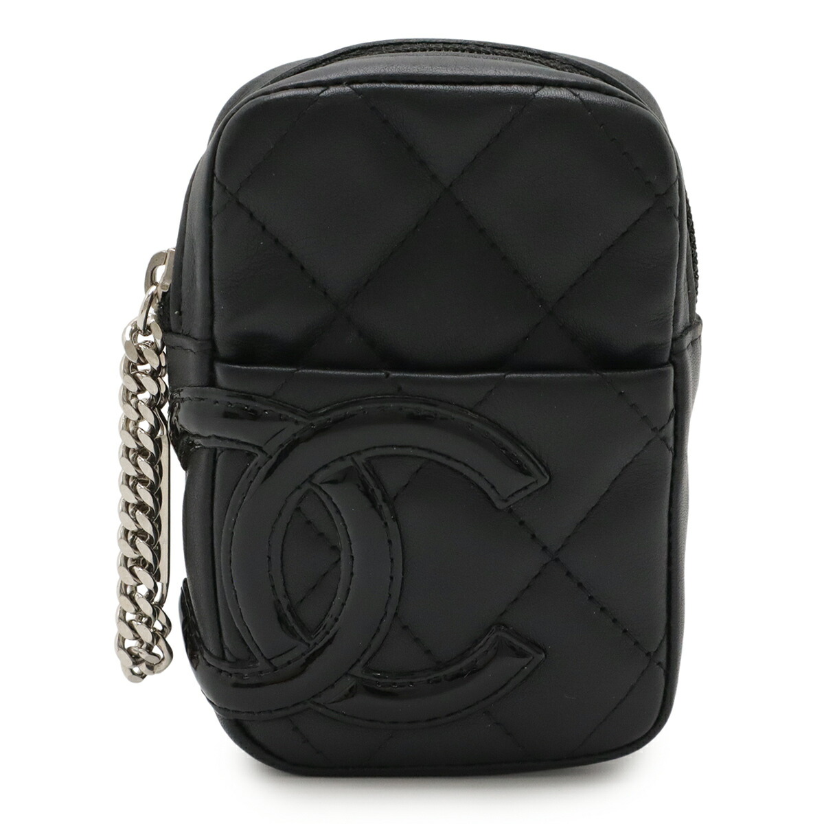 CHANEL シャネル カンボンライン シガレットケース タバコケース IQOS アイコスケース ポーチ 小物入れ レザー ブラック 黒 ピンク A26732 【中古】