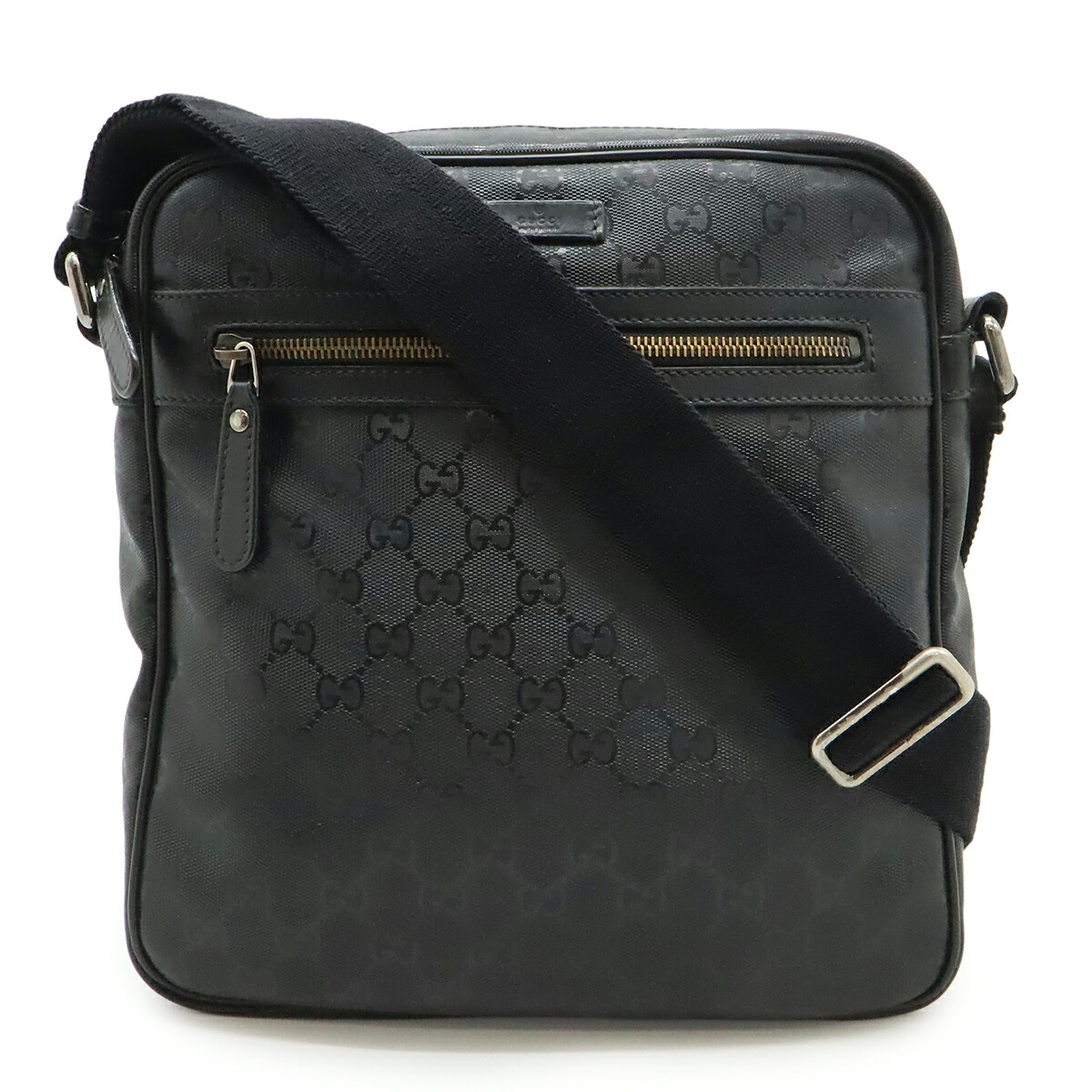 GUCCI グッチ GGインプリメ ショルダーバッグ ポシェット 斜め掛け PVC レザー 黒 ブラック 201448 【中古】