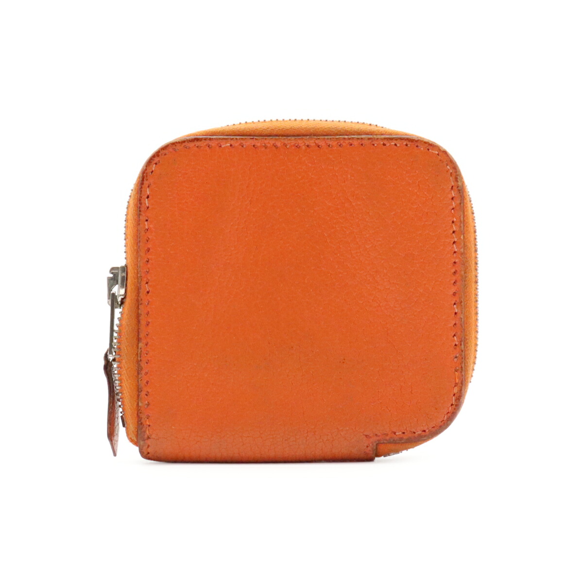 HERMES エルメス アザップコンパクト ミニ コインケース 小銭入れ コインパース ラウンドファスナー シェブルミゾル レザー オレンジ □J刻印 【中古】｜Blumin 店