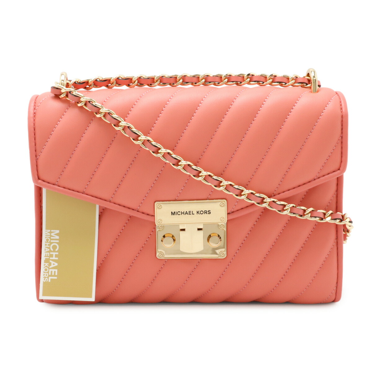 MICHAEL KORS マイケル コース マイケルコース ショルダーバッグ チェーンショルダー ヴィーガンレザー ローズ ピンク ゴールド金具 35T0GX0L2U 【中古】