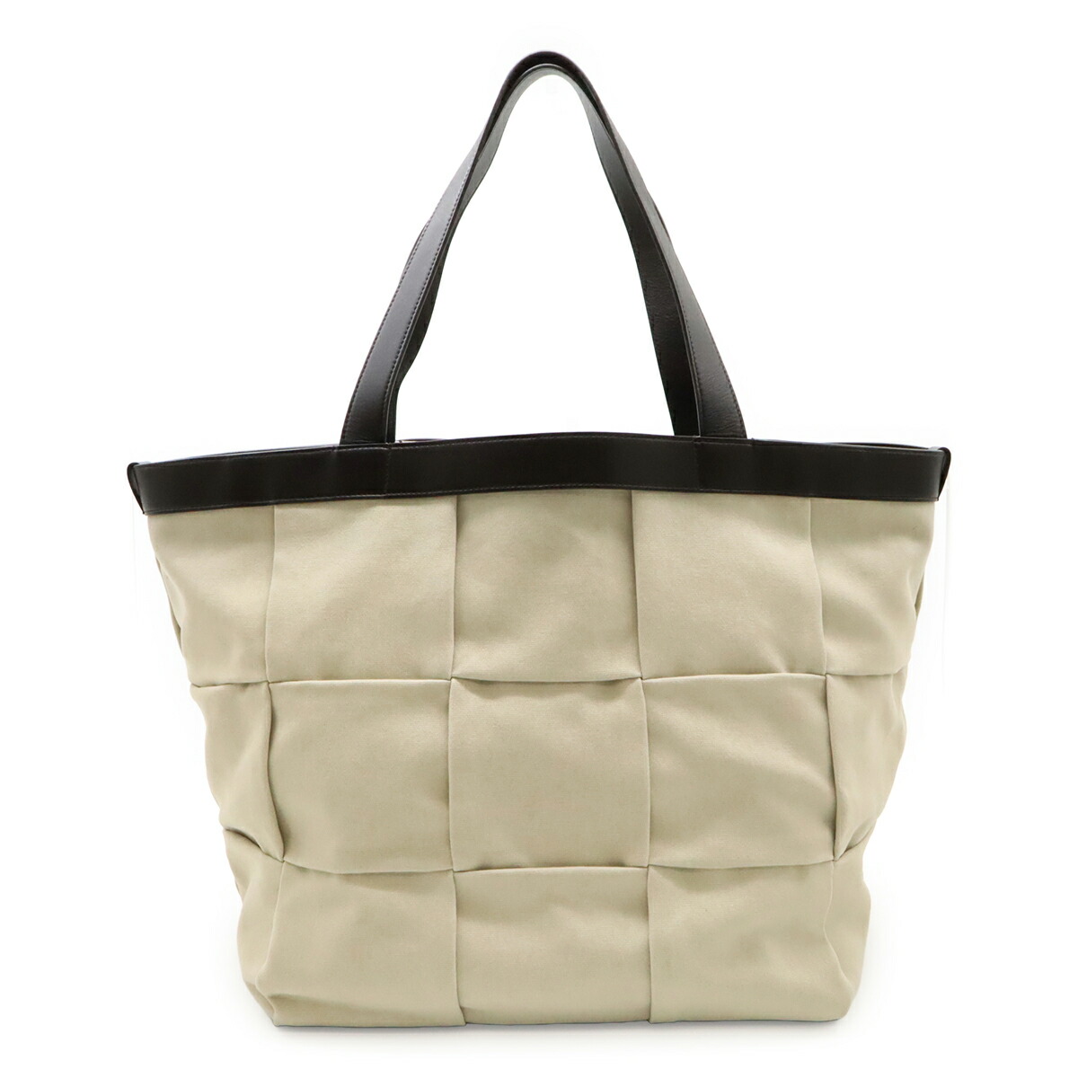 BOTTEGA VENETA ボッテガ ヴェネタ アルコ トート トートバッグ キャンバス レザー ベージュ ダークブラウン 787419V44J12887 【中古】
