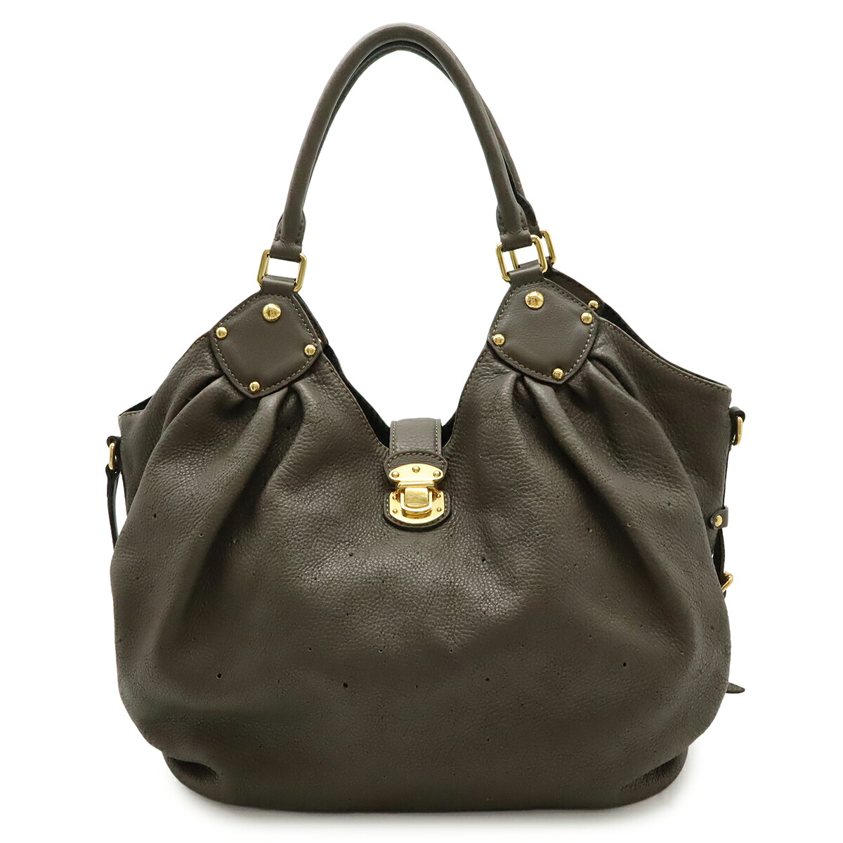 LOUIS VUITTON ルイ ヴィトン モノグラムマヒナ L トートバッグ ショルダーバッグ 肩掛け レザー グリペルル ダークグレージュ系 M93821 【中古】