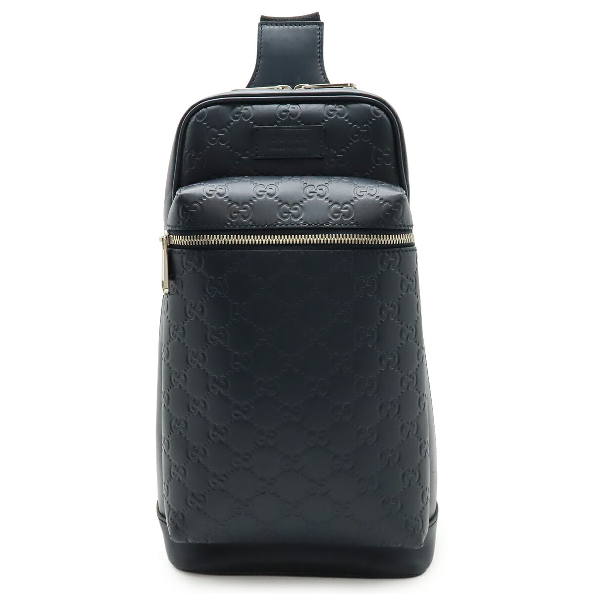 グッチ GUCCI シマレザー ショルダーバッグ クロスボディ ブラック