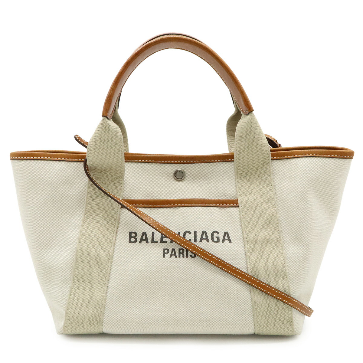 BALENCIAGA バレンシアガ ビアリッツ スモール ロゴタイプ ハンドバック ショルダーバッグ 帆布 なめし革 自然的 点火装置赤銅色 茶 834501 【中古】