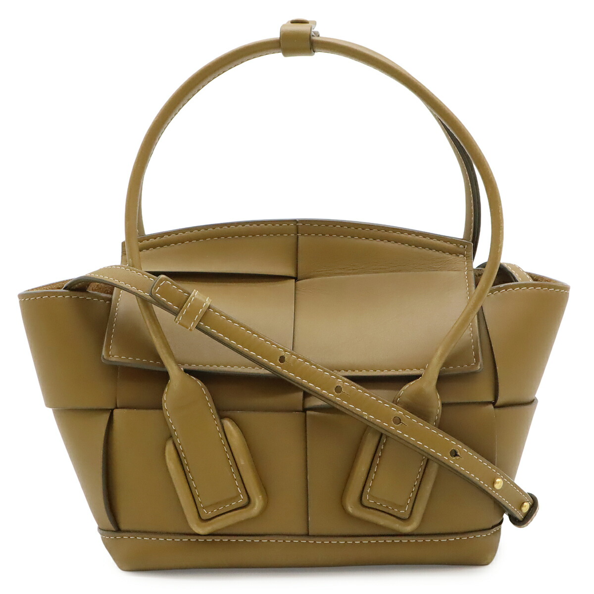 BOTTEGA VENETA ボッテガ ヴェネタ マキシイントレチャート ミニ ザ アルコ ハンドバック 2WAY ショルダーバッグ なめし革 うす暗い洋芥子 600606 【中古】