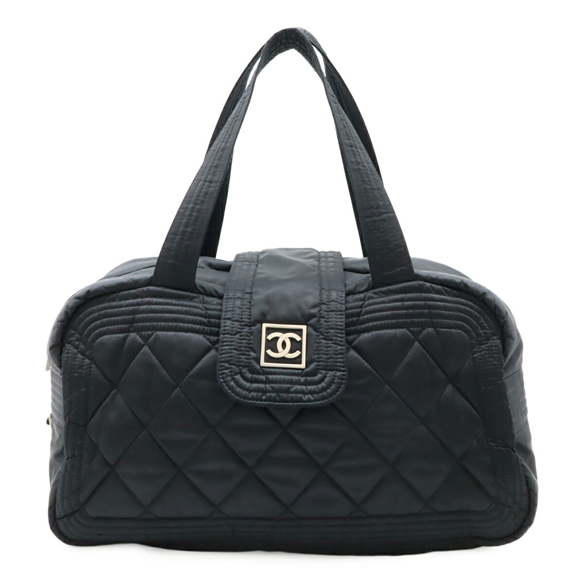 CHANEL ボストンバッグ グレー キルティング CHANEL ボストンバッグ グレー キルティング