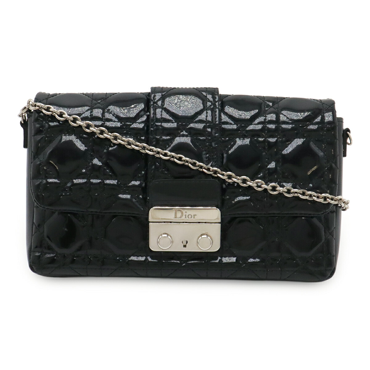 Christian Dior クリスチャン クリスチャンディオール ニュー鍵を掛ける カナージュ チェーン店ショルダーバッグ 2WAY クラッチペダル 専売特許なめし革 黒いこと 黒 鍵欠品 【中古】