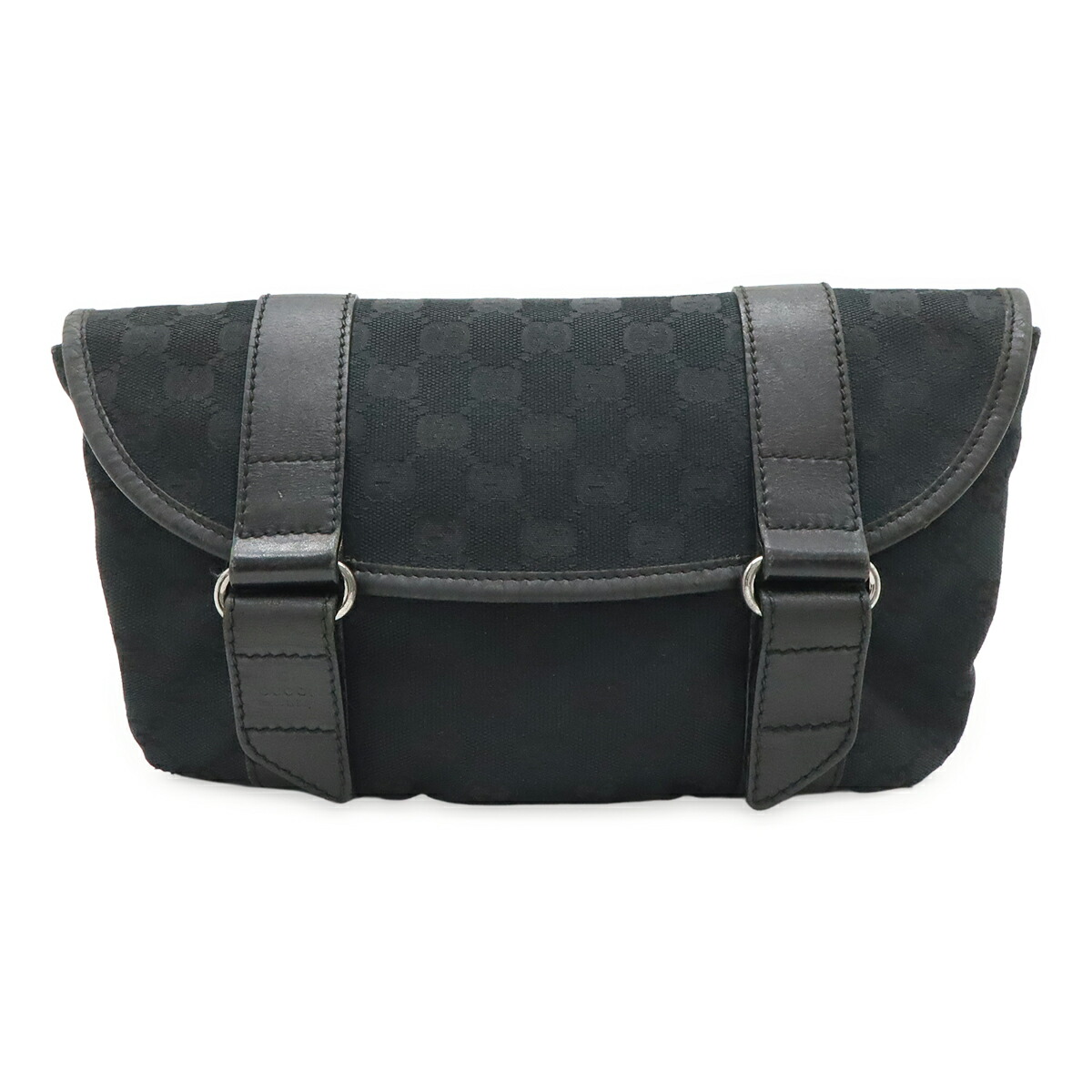 【正規品・角スレなし】グッチ GGキャンバス ボディバッグ ウエストバッグ 黒 正規品・角スレなし】グッチ GGキャンバス ボディバッグ ウエスト