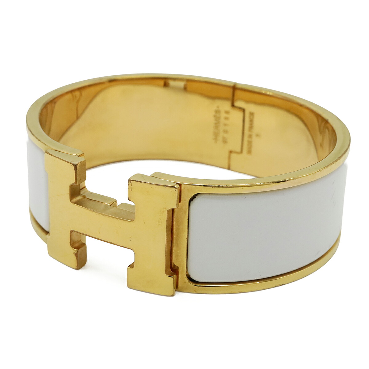 HERMES エルメス クリック クラックH PM ブレスレット バングル エナメルブレスレット GP ゴールドプレーテッド ホワイト 白 ゴールド金具 【中古】｜Blumin 店