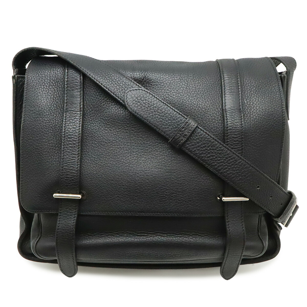 HERMES エルメス スティーブ ブザス35 ショルダーバッグ 斜め掛け トリヨンクレマンス レザー ブラック 黒 シルバー金具 K刻印 【中古】｜Blumin 店