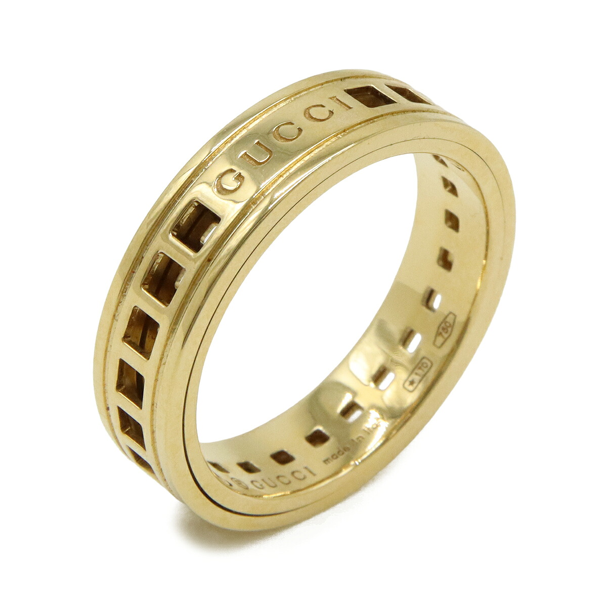 GUCCI グッチ スクロール リング 指輪 K18YG 750YG イエローゴールド #19 日本サイズ約18号 【中古】