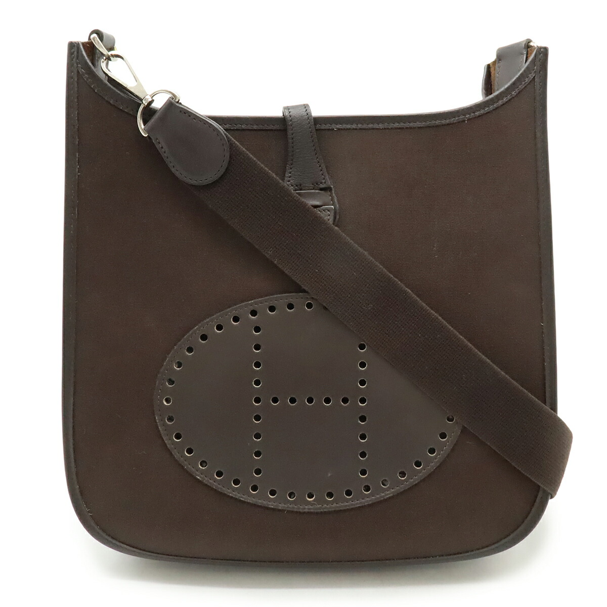 HERMES エルメス エヴリン エブリン II 2 PM ショルダーバッグ 斜め掛け トワルオフィシエ キャンバス レザー ダークブラウン シルバー金具 □J刻印 楽天市場】HERMES エルメス エヴリン エブリン II 2 PM ショルダー
