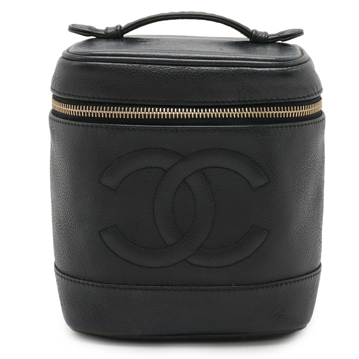 CHANEL シャネル キャビアスキン デカココ コスメポーチ ブラック 黒 CHANEL シャネル キャビアスキン デカココ コスメポーチ ブラック 黒