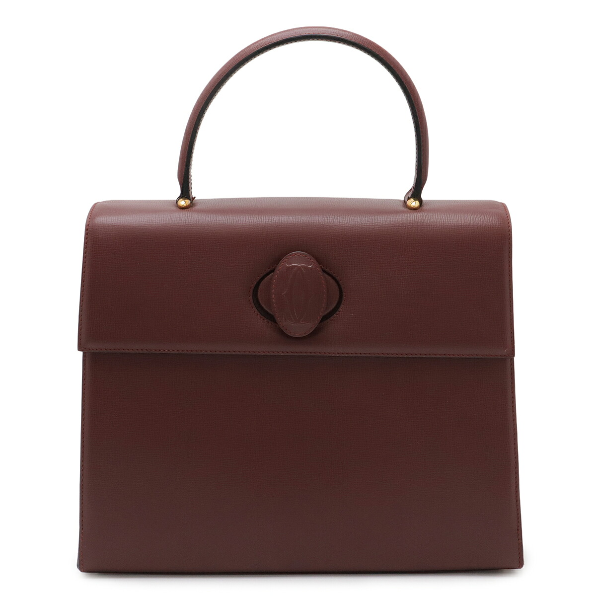 Cartier カルティエ マストライン フラップバッグ ハンドバッグ カーフレザー ボルドー ゴールド金具 L1000169 【中古】