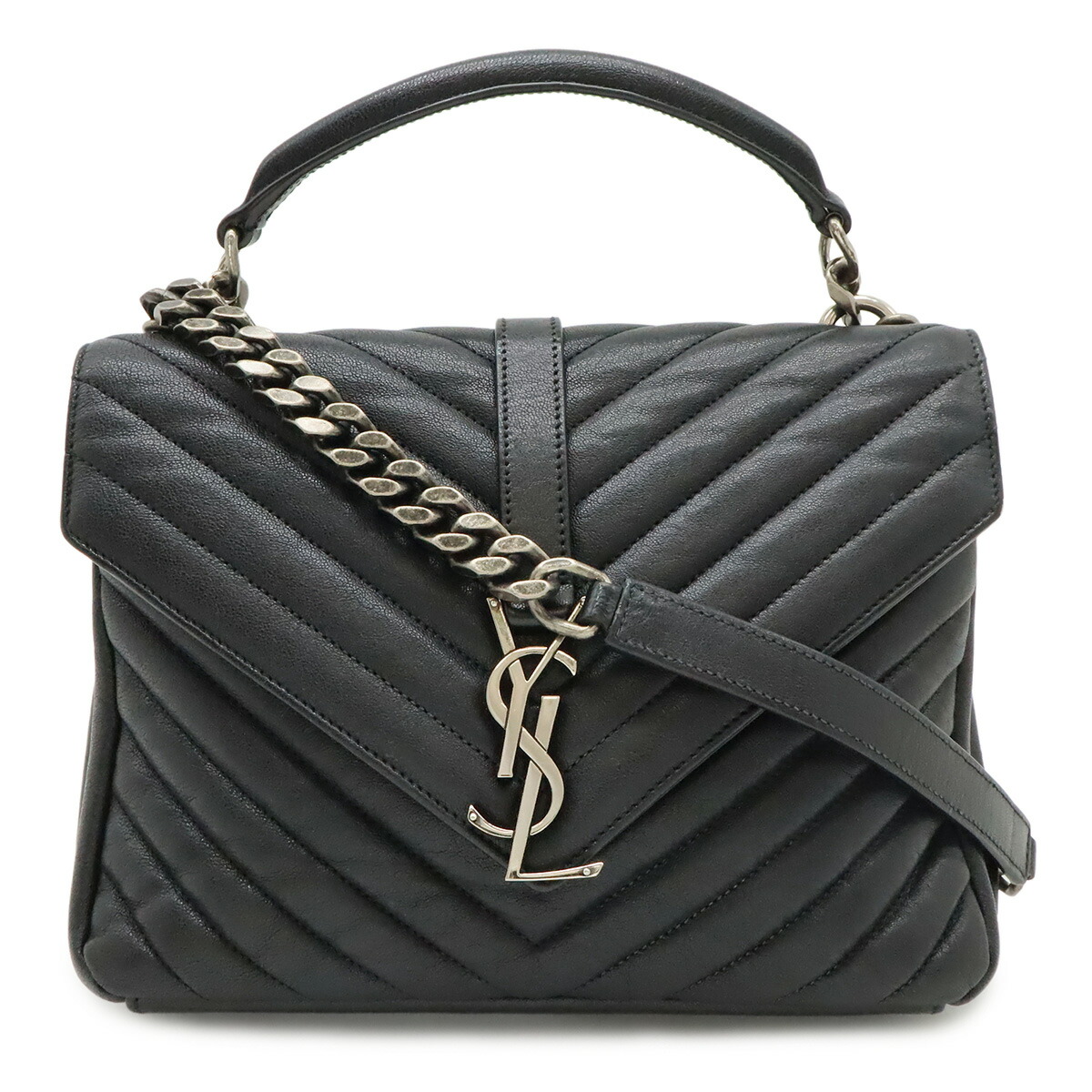 SAINT LAURENT PARIS サン ローラン 光の都市 YSL イブサンローラン 分科大学 ハンドバック 2WAY チェーン店ショルダーバッグ なめし革 黒いこと 黒 428056 【中古】